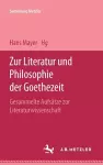 Zur Literatur und Philosophie der Goethezeit cover