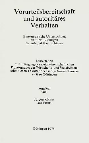 Vorurteilsbereitschaft und autoritäres Verhalten cover