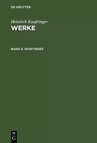 Werke, Band 2, Wortindex cover