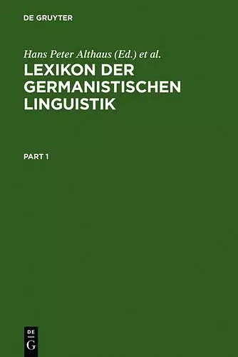 Lexikon Der Germanistischen Linguistik cover