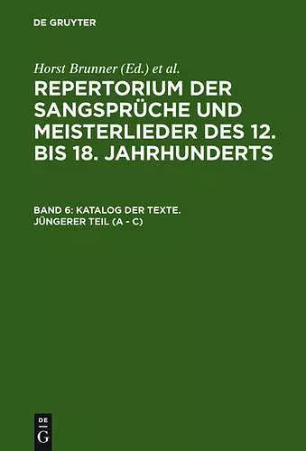 Katalog Der Texte. Jüngerer Teil (a - C) cover