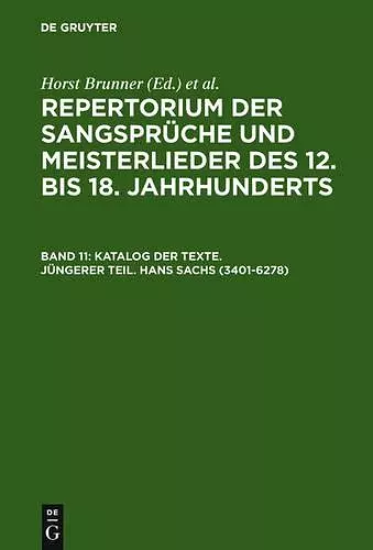 Katalog Der Texte. Jüngerer Teil. Hans Sachs (3401-6278) cover