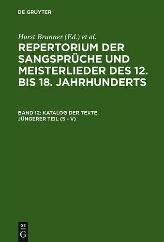 Katalog Der Texte. Jüngerer Teil (S - V) cover