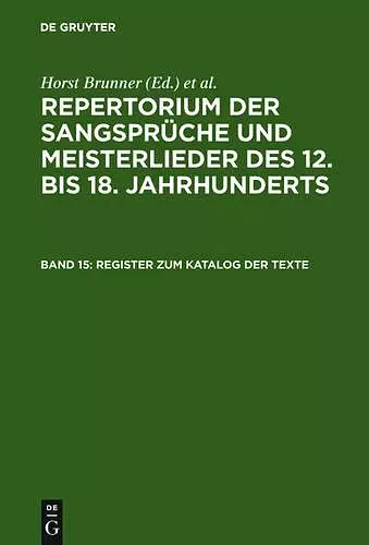 Register Zum Katalog Der Texte cover