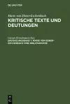 Kritische Texte und Deutungen, Ergänzungsband 1, Marie von Ebner-Eschenbach cover
