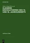 Kleinere Erzählformen Des 15. Und 16. Jahrhunderts cover