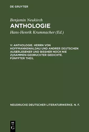 Anthologie, V, Anthologie. Herrn von Hoffmannswaldau und andrer Deutschen auserlesener und bißher noch nie zusammen-gedruckter Gedichte. Fünffter Theil cover