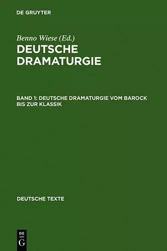 Deutsche Dramaturgie Vom Barock Bis Zur Klassik cover