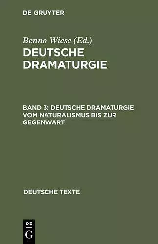 Deutsche Dramaturgie Vom Naturalismus Bis Zur Gegenwart cover