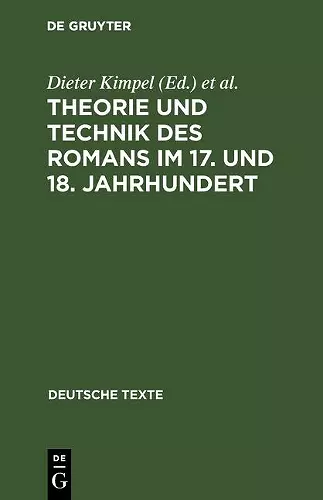 Theorie und Technik des Romans im 17. und 18. Jahrhundert cover