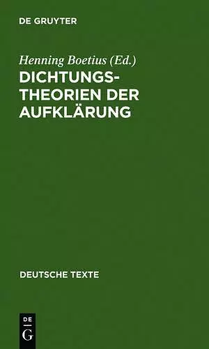 Dichtungstheorien Der Aufklärung cover