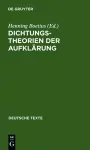 Dichtungstheorien Der Aufklärung cover