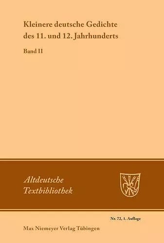 Kleinere deutsche Gedichte des 11. und 12. Jahrhunderts cover