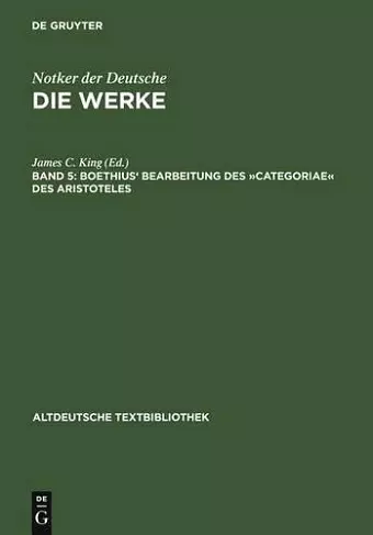 Boethius' Bearbeitung Des »Categoriae« Des Aristoteles cover