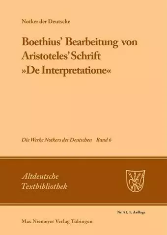 Boethius' Bearbeitung Von Aristoteles' Schrift »De Interpretatione« cover