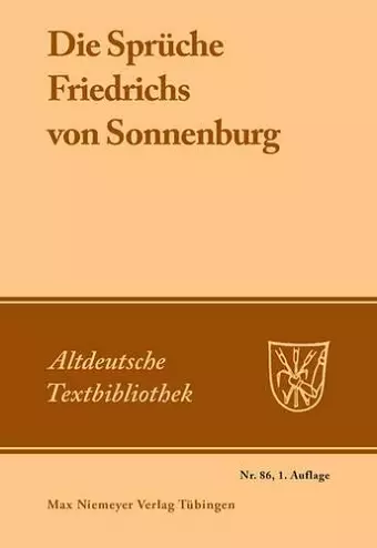 Die Sprüche Friedrichs von Sonnenburg cover