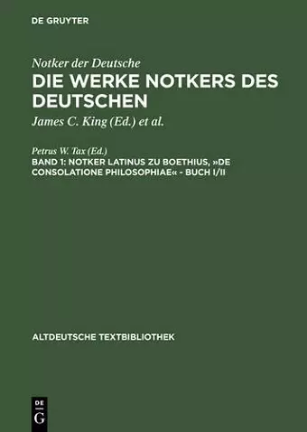 Notker latinus zu Boethius, De consolatione Philosophiae - Buch I/II cover