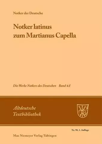 Notker latinus zum Martianus Capella cover