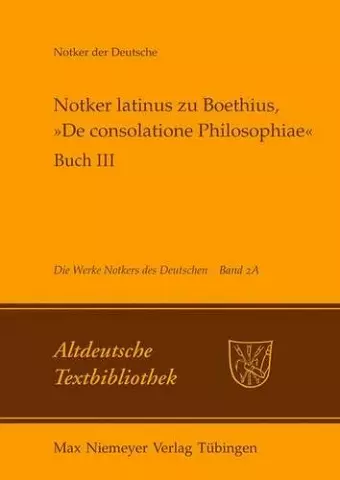 Notker latinus zu Boethius, De consolatione Philosophiae cover