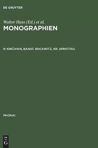 Monographien, 9, Knicanin, Banat. Bockwitz, Kr. Sprottau cover