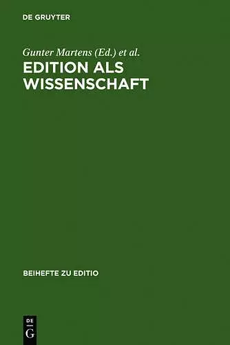 Edition als Wissenschaft cover