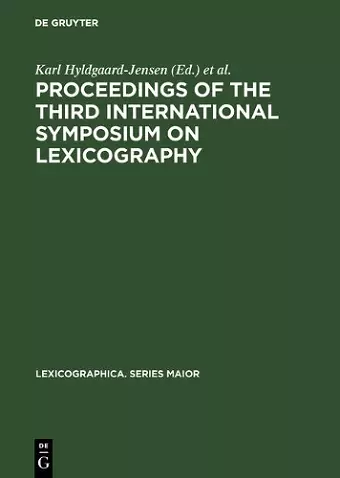 Proceedings of the Third International Symposium on Lexicography cover