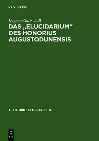 Das Elucidarium Des Honorius Augustodunensis cover