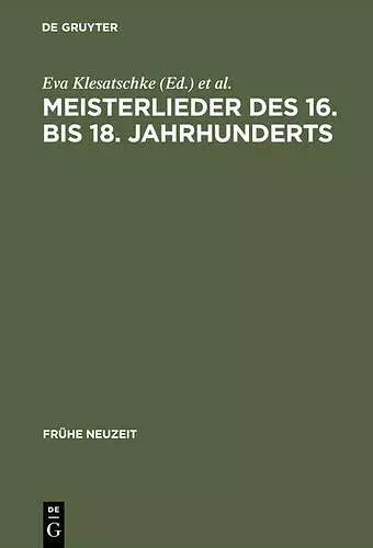 Meisterlieder des 16. bis 18. Jahrhunderts cover