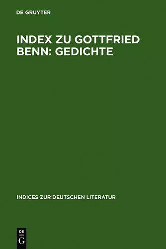 Index Zu Gottfried Benn: Gedichte cover