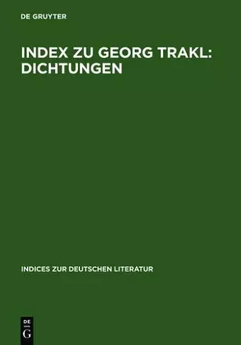 Index Zu Georg Trakl: Dichtungen cover