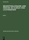 Begriffsglossare Und Indices Zu Ulrich Von Lichtenstein cover