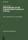 Einführung in die transformationelle Syntax, Band 2, Anwendung auf das Französische cover