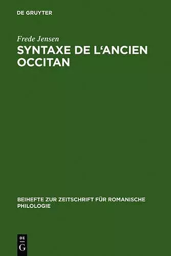 Syntaxe de l'ancien occitan cover