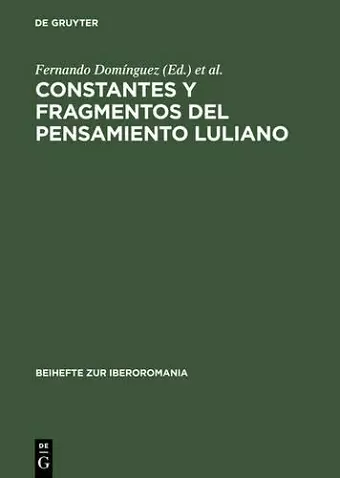 Constantes y Fragmentos del Pensamiento Luliano cover