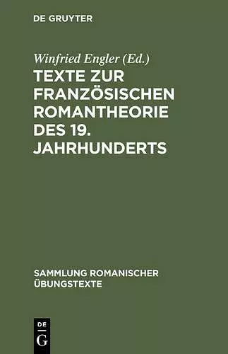 Texte Zur Französischen Romantheorie Des 19. Jahrhunderts cover