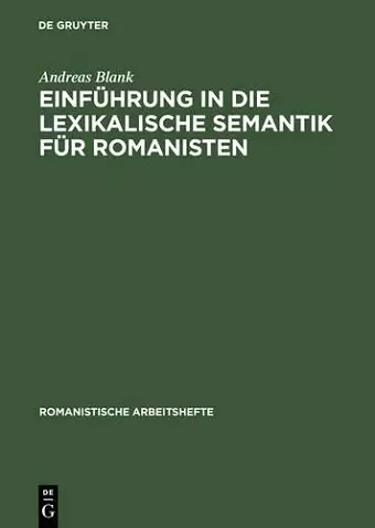 Einführung in Die Lexikalische Semantik Für Romanisten cover