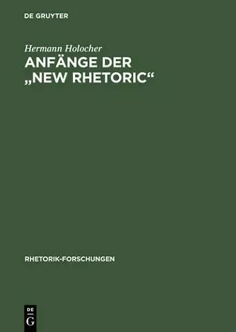 Anfänge Der New Rhetoric cover