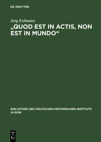 "Quod est in actis, non est in mundo" cover