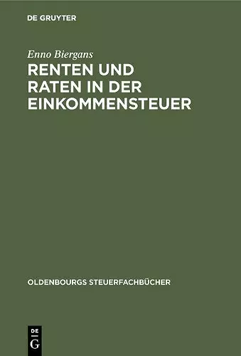 Renten und Raten in der Einkommensteuer cover