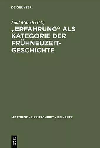 "Erfahrung" als Kategorie der Frühneuzeitgeschichte cover