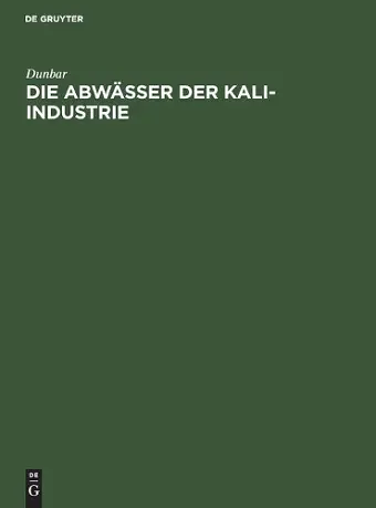Die Abwässer Der Kali-Industrie cover