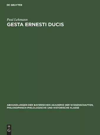 Gesta Ernesti Ducis cover