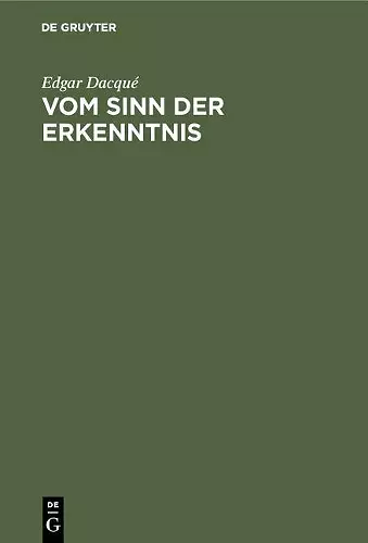 Vom Sinn Der Erkenntnis cover