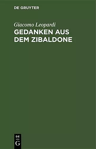 Gedanken Aus Dem Zibaldone cover