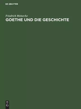 Goethe Und Die Geschichte cover