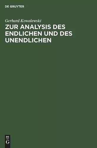 Zur Analysis des Endlichen und des Unendlichen cover