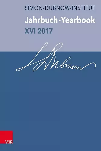 Jahrbuch des Simon-Dubnow-Instituts / Simon Dubnow Institute Yearbook XVI/2017 cover