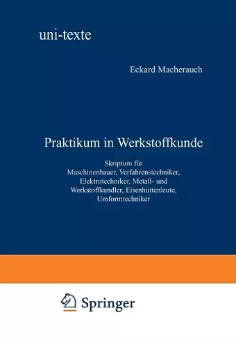 Praktikum in Werkstoffkunde cover