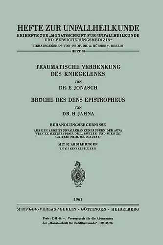 Traumatische Verrenkung Des Kniegelenks Brüche Des Dens Epistropheus cover