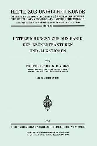 Untersuchungen Zur Mechanik Der Beckenfrakturen Und -Luxationen cover